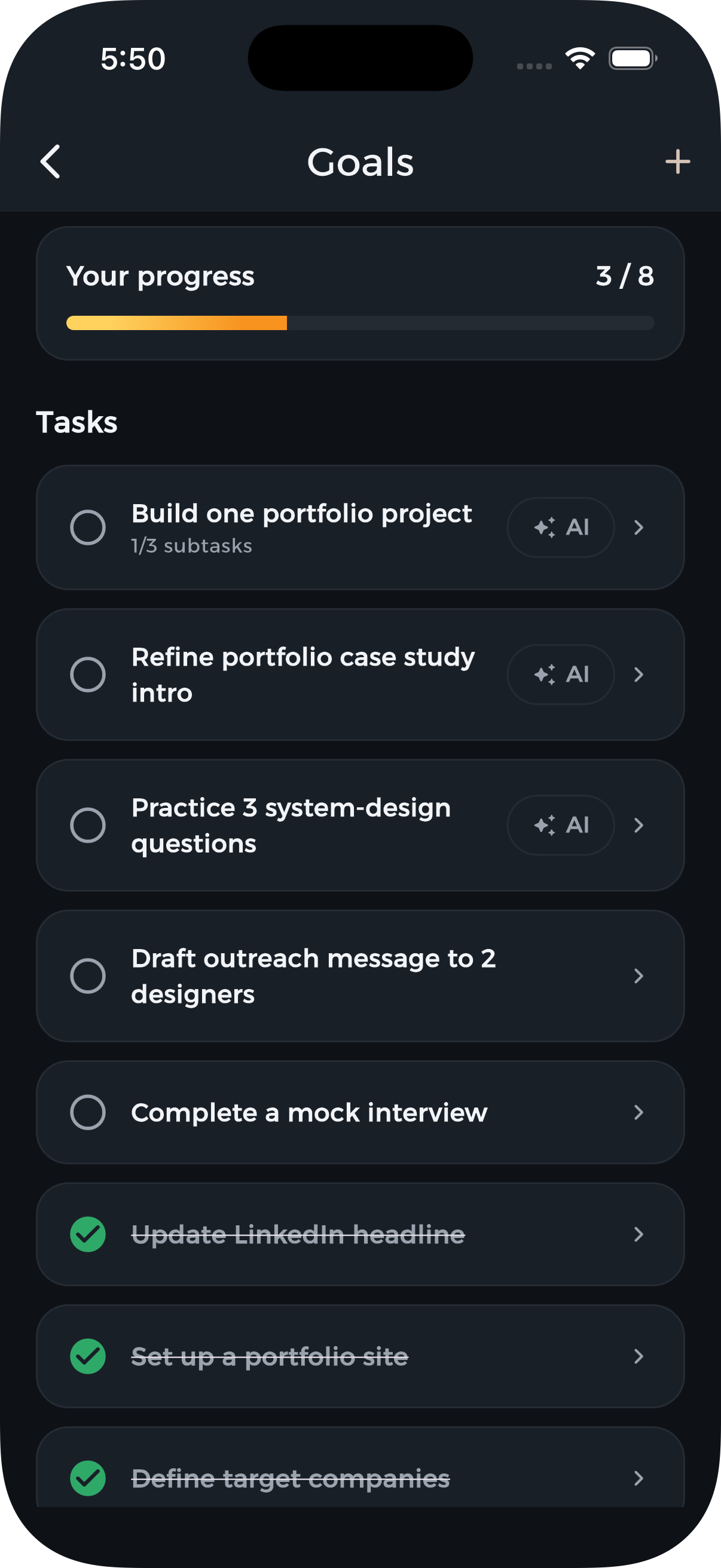 Track goals and tasks